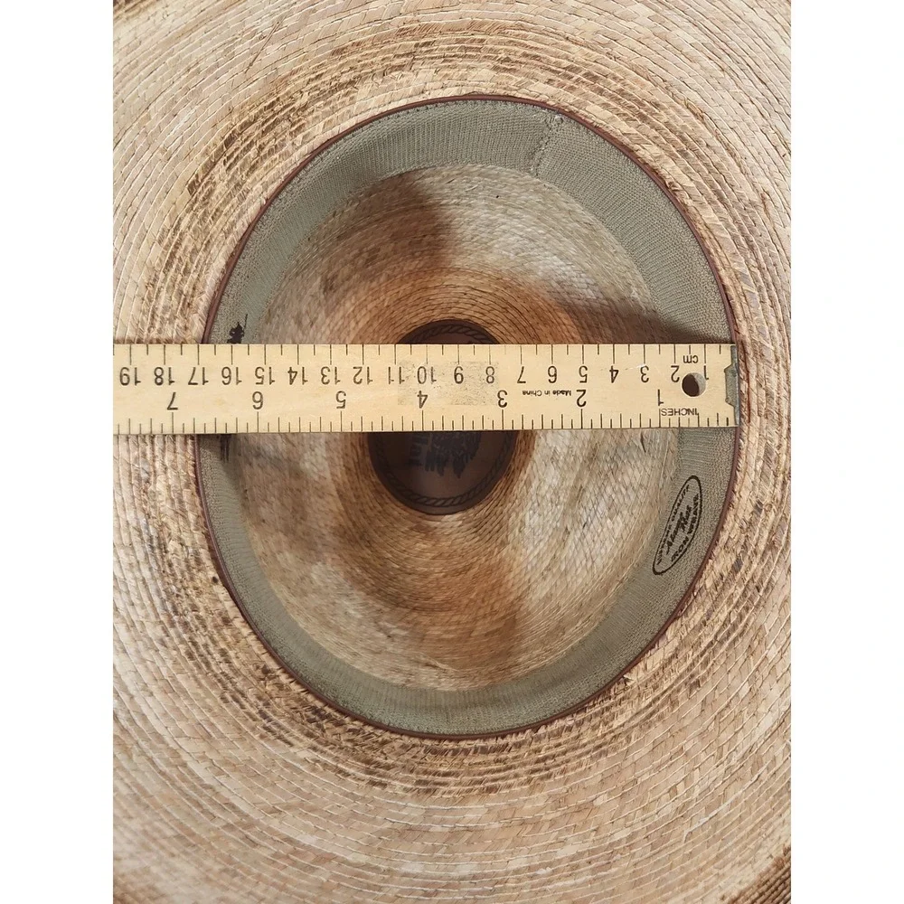Alamo Hat Cowboy Hat Mens OS Tan Good Woven Straw Leather Band Conchos Western